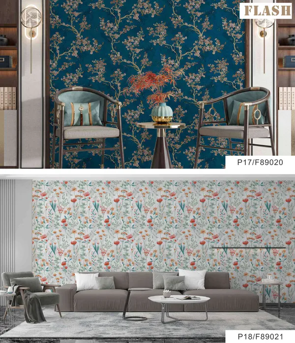 Imported_Paper_Botanical_Floral_Print_Blue_Beige_Wallpaper