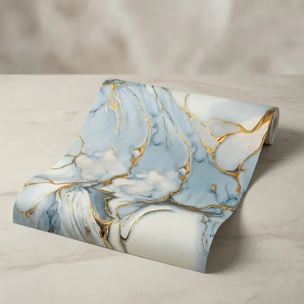 Imported_Paper_Blue_White_Gold_Marble_Pattern_Wallpaper