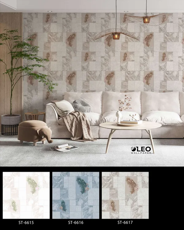 Imported_Paper_Beige_Grey_Marble_Tile_Pattern_Wallpaper