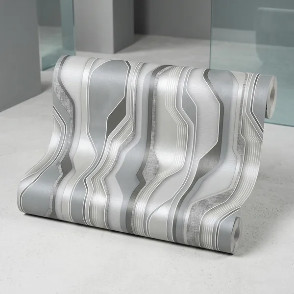 Imported_Paper_Modern_Grey_Silver_Abstract_Circuit_Pattern_Wallpaper