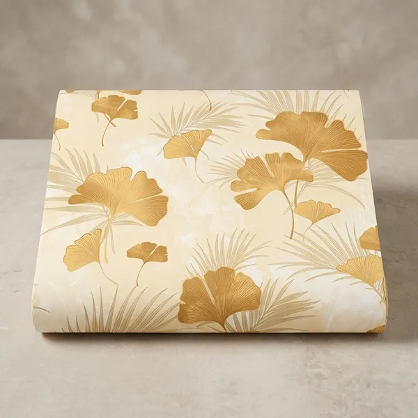 Imported_Paper_Botanical_Gold_Ginkgo_Tropical_Palm_Wallpaper
