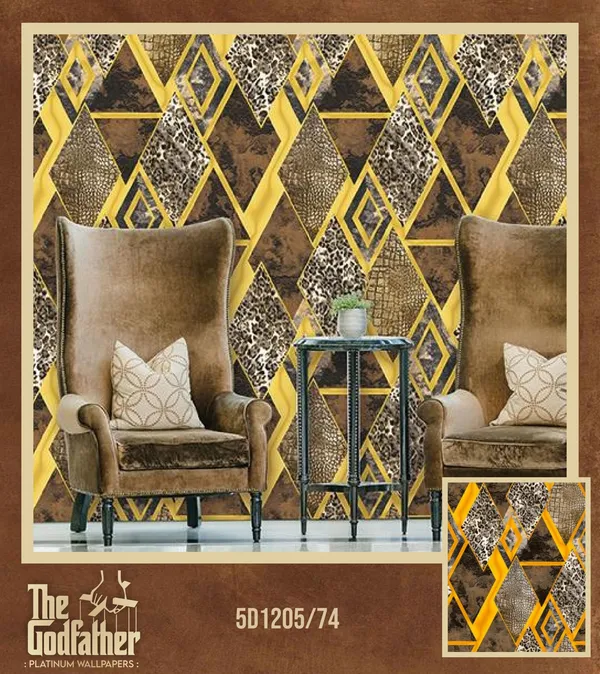 Imported_Paper_Bold_Yellow_Brown_Animal_Geometric_Print_Wallpaper