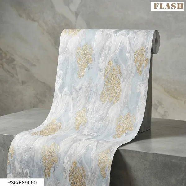 Imported_Paper_Classic_Grey_Gold_Damask_Pattern_Wallpaper