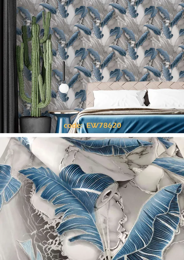 Imported_Paper_Nature_Inspired_Feather_Pattern_Wallpaper
