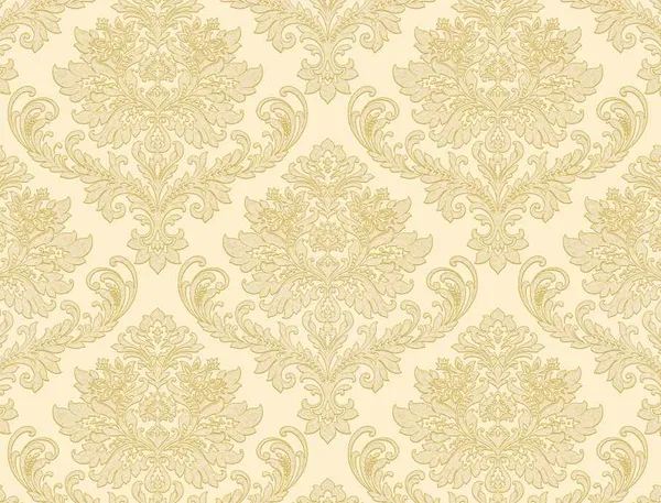 Imported_Paper_Gold_Beige_Damask_Floral_Pattern_Wallpaper