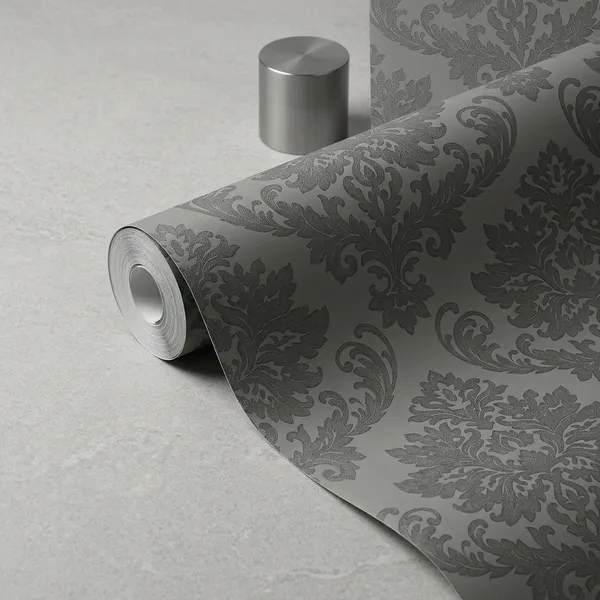 Vinyl_Classic_Damask_Self_Textured_Grey_Wallpaper