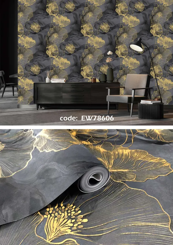 Vinyl_Floral_Lotus_Grey_Gold_Peel_And_Stick_Wallpaper