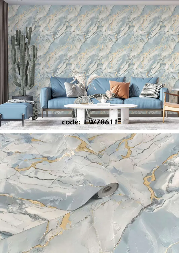 Imported_Paper_Contemporary_Blue_Gold_Marble_Self_Adhesive_Wallpaper