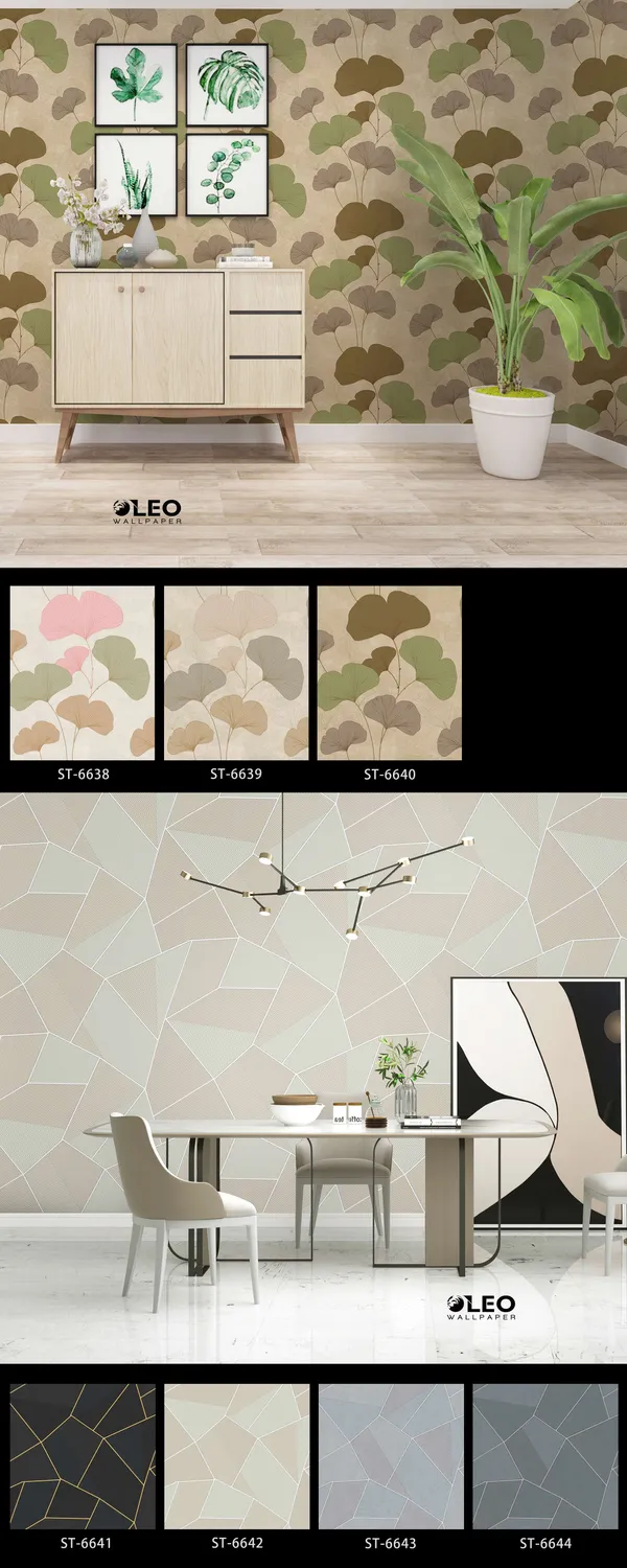 Imported_Paper_Botanical_Ginkgo_Leaf_Pattern_Wallpaper