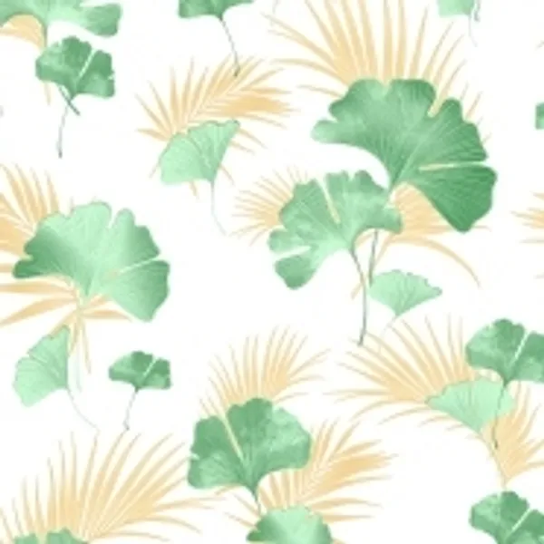 Imported_Paper_Botanical_Tropical_Ginkgo_Palm_Leaf_Wallpaper