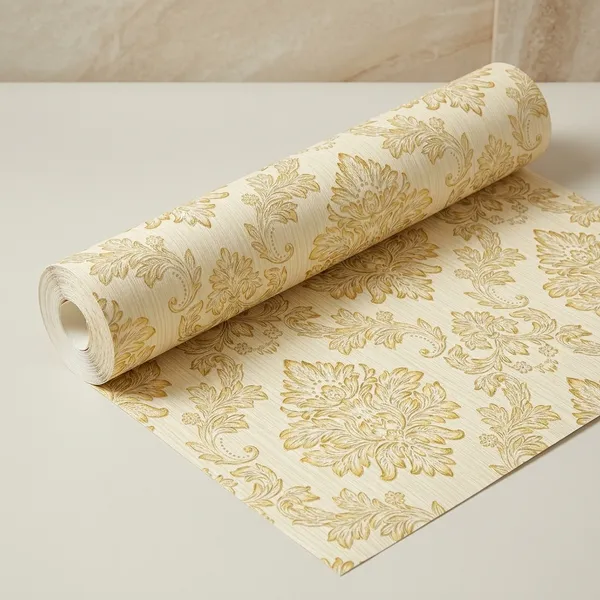 Imported_Paper_Gold_Cream_Damask_Floral_Textured_Wallpaper