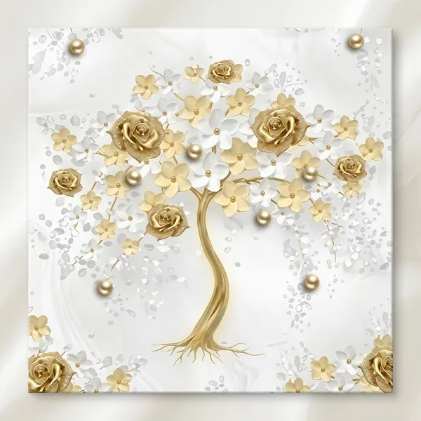 Golden_Floral_Tree_Decorative_Wall_Art