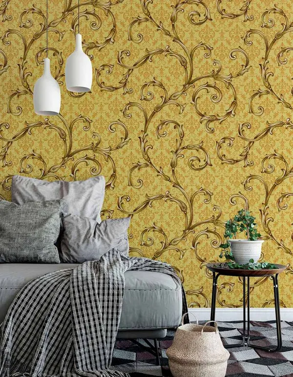 Imported_Paper_Baroque_Golden_Floral_Scrollwork_Wallpaper
