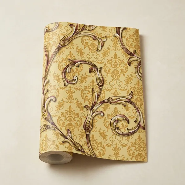 Imported_Paper_Baroque_Golden_Cream_Damask_Scrollwork_Wallpaper