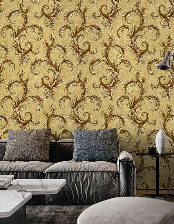 Golden_Baroque_Scrollwork_Wallpaper