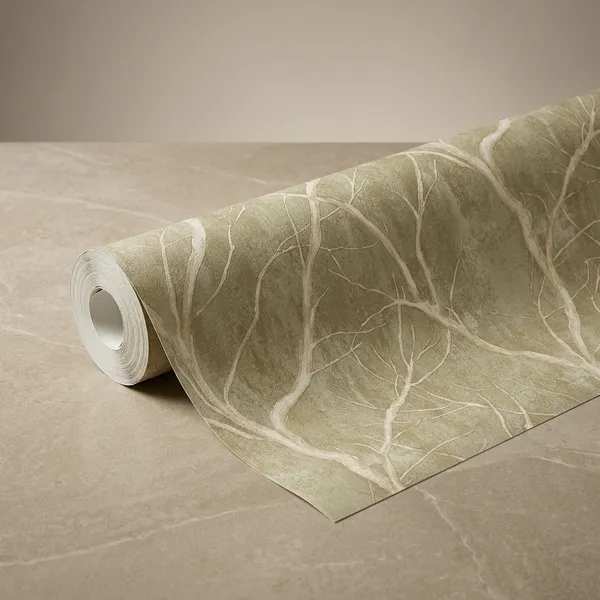 Imported_Paper_Botanical_Leaf_Pattern_Beige_Wallpaper