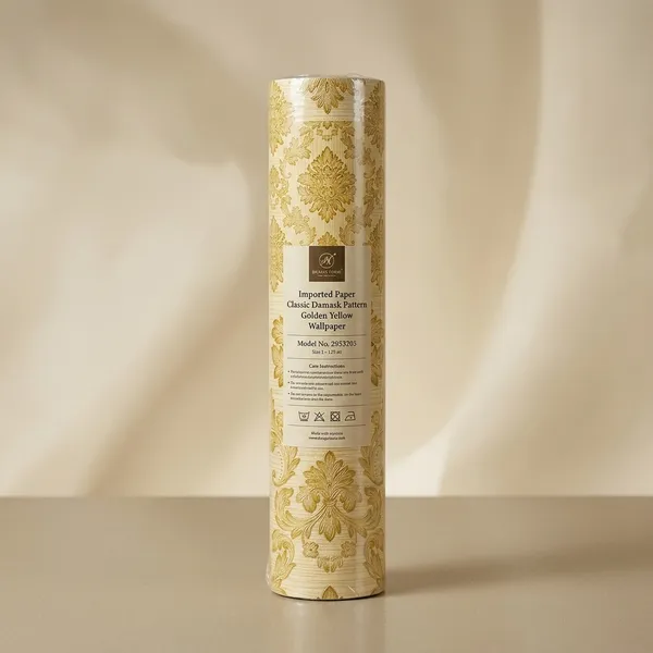 Imported_Paper_Classic_Damask_Pattern_Golden_Yellow_Wallpaper