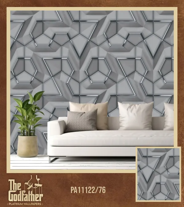 Imported_Paper_Modern_Grey_3d_Hexagon_Geometric_Textured_Wallpaper