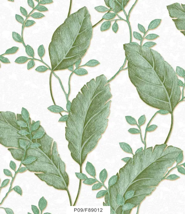 Imported_Paper_Botanical_Green_Leaf_Illustration_Wallpaper