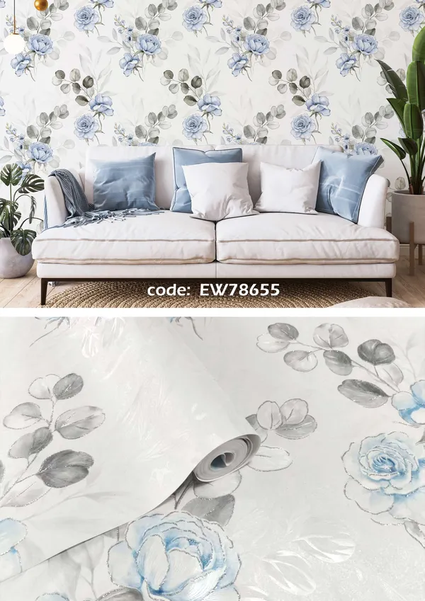 Vinyl_Watercolor_Floral_Blue_Self_Adhesive_Wallpaper