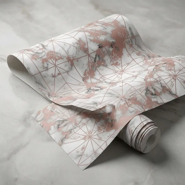 Imported_Paper_Modern_Geometric_Floral_Pink_Grey_Wallpaper