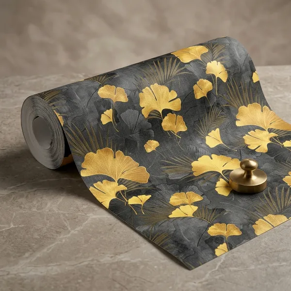 Gold_And_Black_Ginkgo_Leaf_Peel_And_Stick_Wallpaper