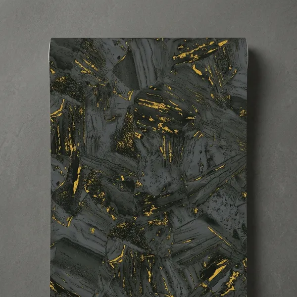 Imported_Paper_Contemporary_Dark_Grey_Gold_Marble_Wallpaper