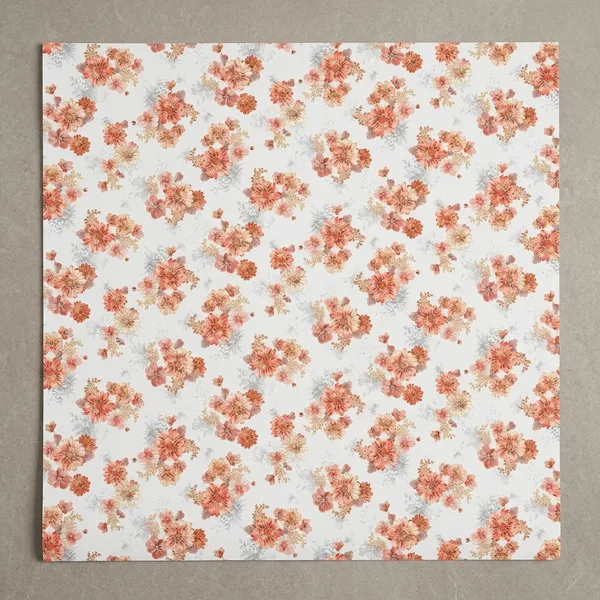 Imported_Paper_Floral_Coral_Peach_Print_Wallpaper
