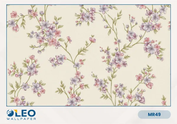 Imported_Paper_Floral_Purple_Pink_Blossom_Cream_Wallpaper