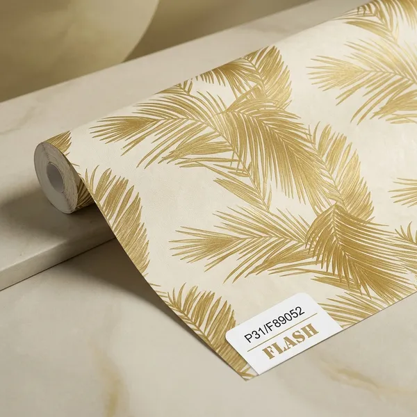 Imported_Paper_Gold_Cream_Palm_Leaf_Peel_And_Stick_Wallpaper