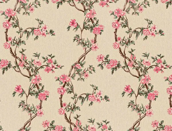 Imported_Paper_Botanical_Beige_Floral_Print_Wallpaper