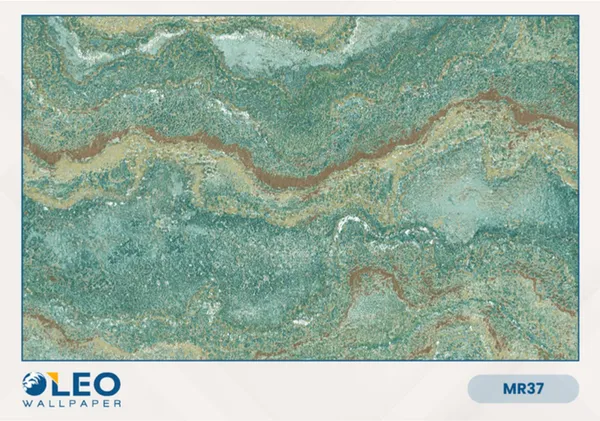 Imported_Paper_Teal_Gold_Marble_Effect_Wallpaper