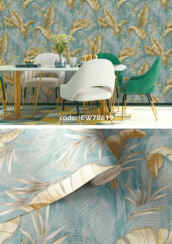 Imported_Paper_Blue_Gold_Banana_Leaf_Peel_And_Stick_Wallpaper