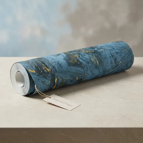 Imported_Paper_Blue_Gold_Abstract_Brushstroke_Wallpaper