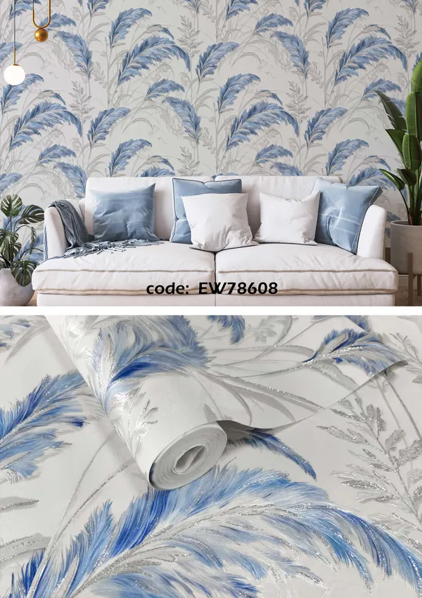 Imported_Paper_Peel_And_Stick_Blue_Grey_Feather_Pattern_Wallpaper