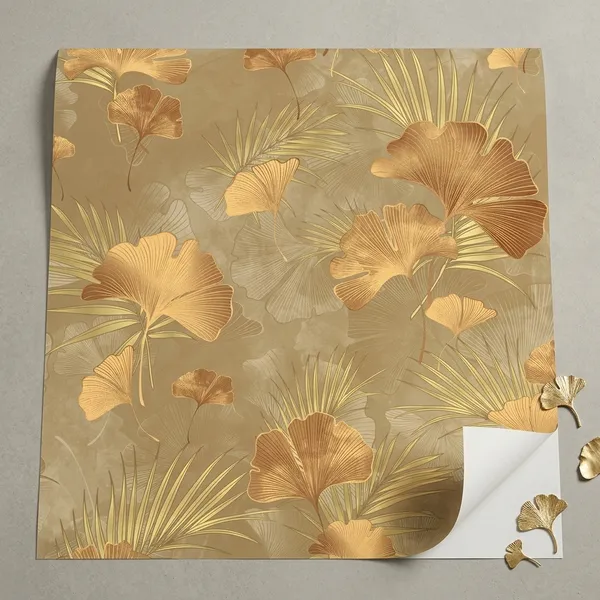 Imported_Paper_Botanical_Golden_Ginkgo_Leaf_Tropical_Wallpaper
