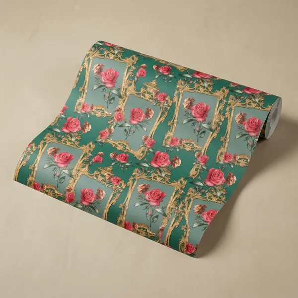 Imported_Paper_Victorian_Baroque_Floral_Frame_Wallpaper
