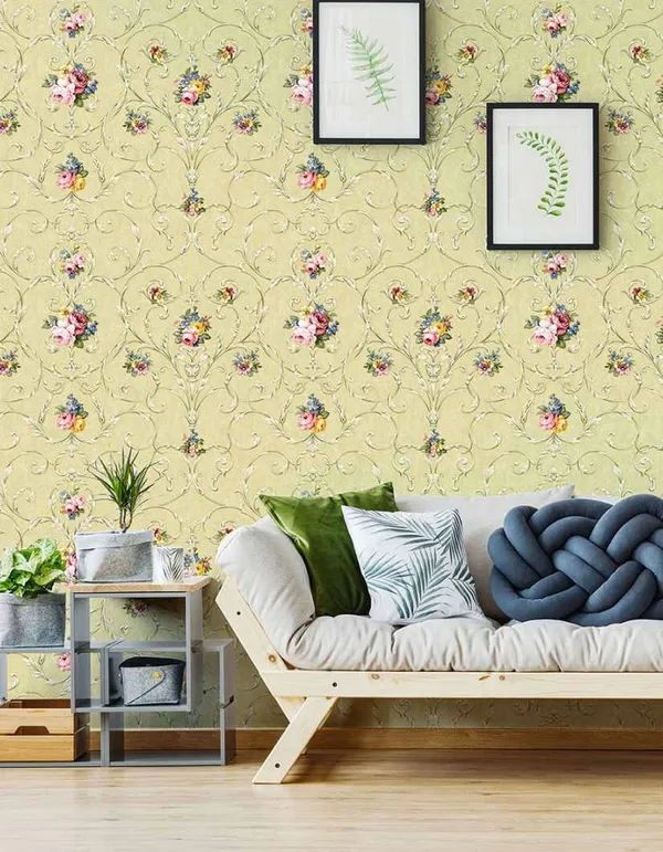 Yellow_Floral_Print_Peel_And_Stick_Wallpaper