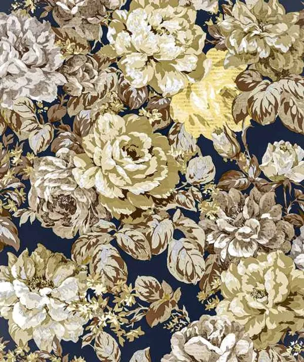Imported_Paper_Classic_Blue_Floral_Print_Wallpaper