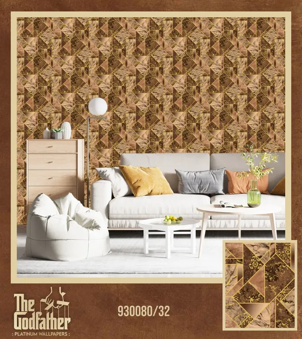 Imported_Paper_Golden_Brown_Geometric_Diamond_Textured_Wallpaper