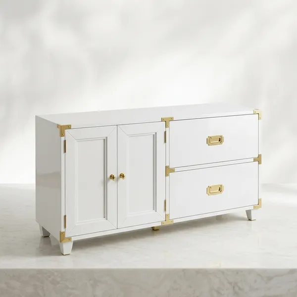 White_Lacquered_Sideboard_With_Gold_Hardware