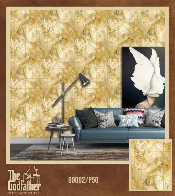 Imported_Paper_Floral_Geometric_Yellow_Gold_Ginkgo_Leaf_Wallpaper