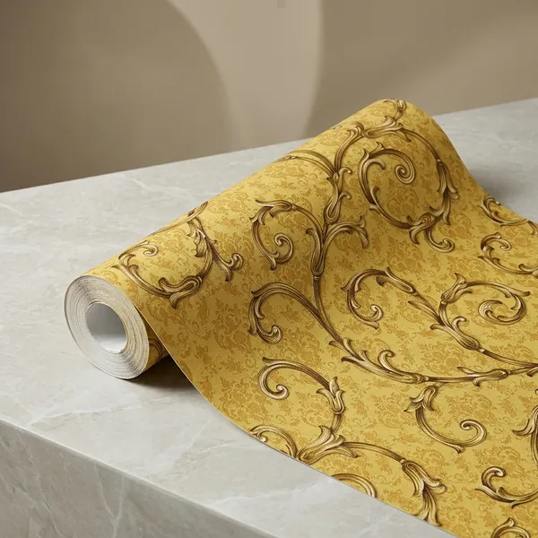 Imported_Paper_Baroque_Golden_Floral_Scrollwork_Wallpaper