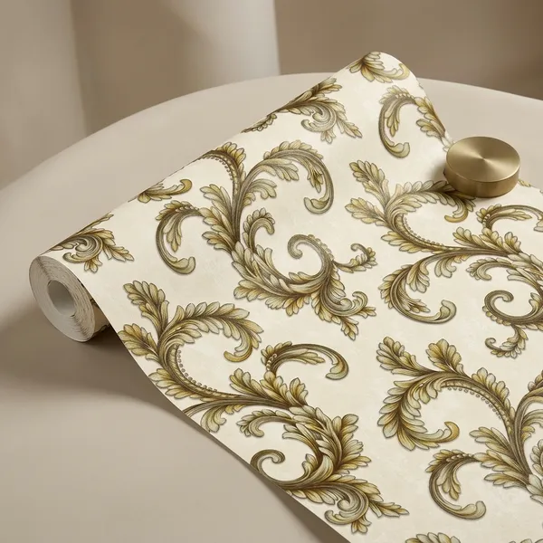 Cream_Gold_Baroque_Scroll_Wallpaper_Pattern