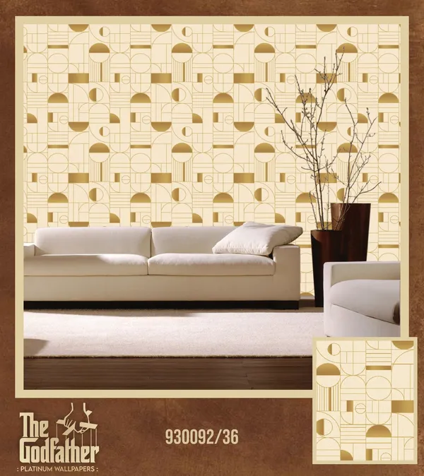 Imported_Paper_Modern_Geometric_Pattern_Cream_Gold_Wallpaper