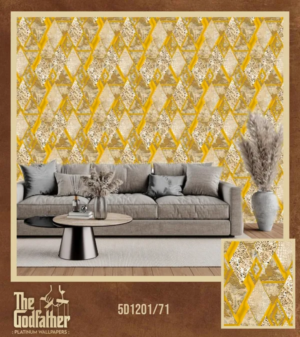 Imported_Paper_Geometric_Gold_Mustard_Diamond_Lattice_Wallpaper
