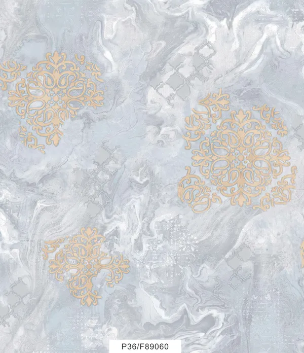 Imported_Paper_Grey_Marble_Gold_Filigree_Medallion_Wallpaper