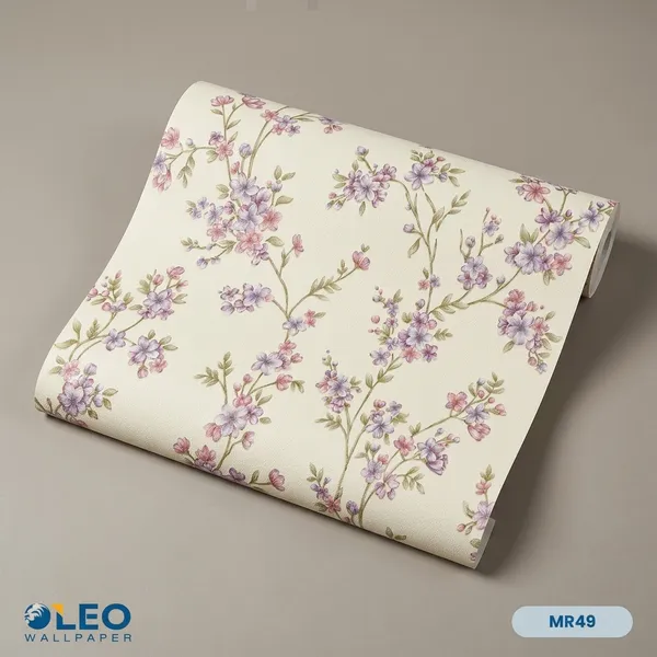 Imported_Paper_Floral_Purple_Pink_Blossom_Cream_Wallpaper