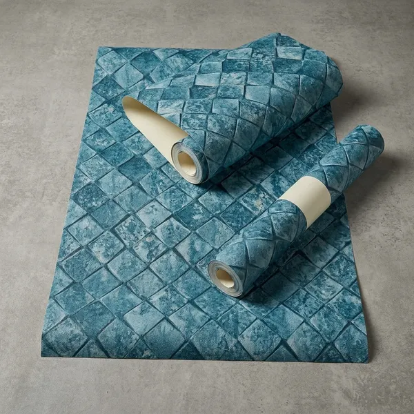 Imported_Paper_Moroccan_Fish_Scale_Pattern_Blue_Wallpaper