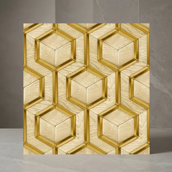 Imported_Paper_Geometric_Gold_Wood_Texture_Panel_Wallpaper